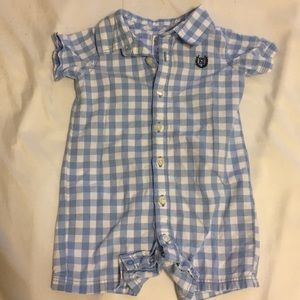 Blue plaid boy summer romper chaps Ralph Lauren